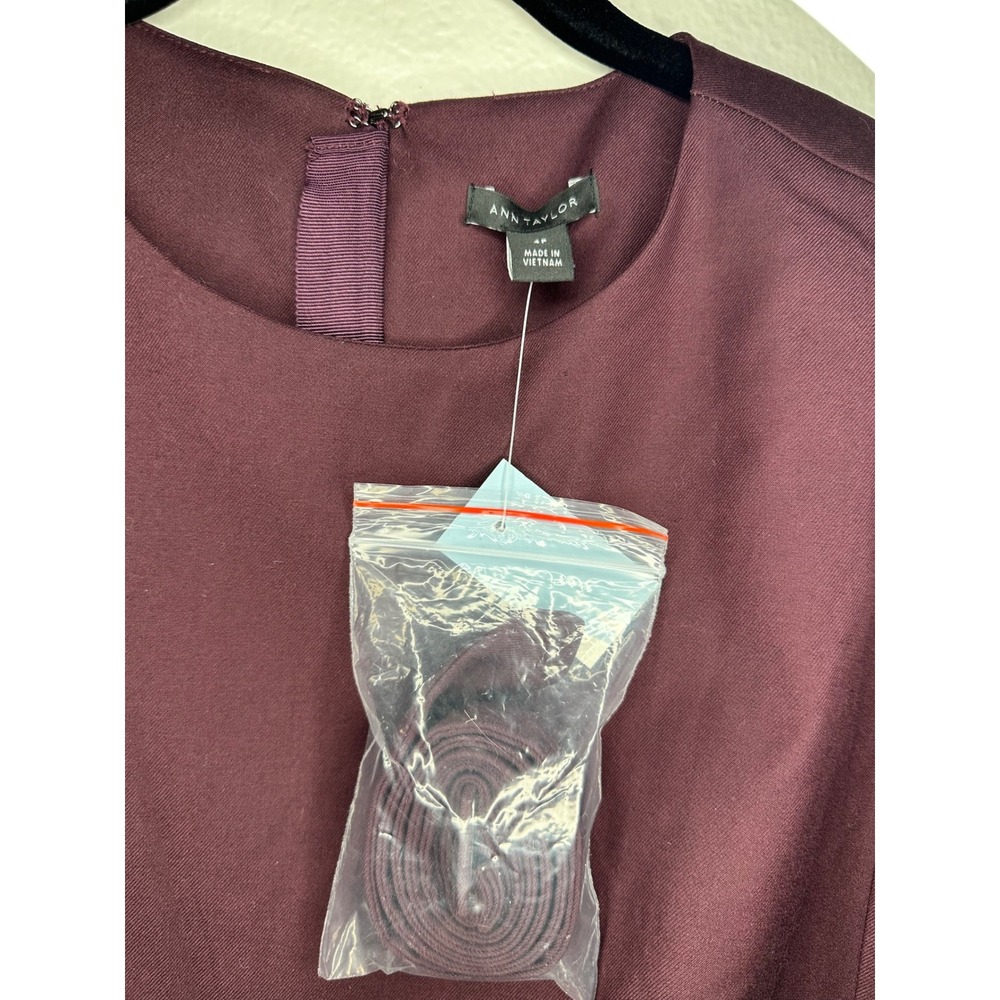 Ann Taylor Petite Pleated Sleeveless Sheath Midi Dress Burgundy Size‎ 4 - Picture 6 of 7